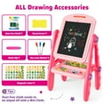 thumbnail image 6 of Hot Bee Art Easel for Kids Toddlers Girls Ages 3 4 5 6 Years, Rotatable Drawing Board Standing, Double Sides with Whiteboard & Chalkboard, Birthday Christmas Gifts(Pink)., 6 of 6