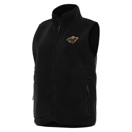 Women s Antigua Black Minnesota Wild Nostalgic Full-Zip Vest