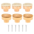 thumbnail image 1 of 6pcs Bohemian Dresser Knobs Wooden Drawer Decorative Knobs Rattan Cabinet Pulls Furniture Handles, 1 of 5