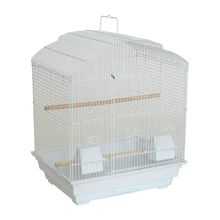 YML 3/8" Bar Spacing Shall Top Small Bird Cage with Large Swing Out Door - White