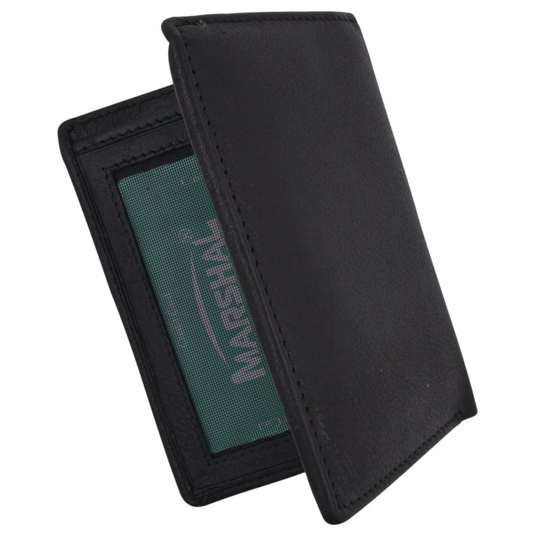 Badge Holder Wallet Genuine Leather Black ID Shield 2518 TA (C)