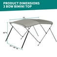 thumbnail image 5 of Lilypelle Bimini Tops for Boat 3 Bow Portable Foldable Bimini Top Oxford Cloth Cover with Aluminum Frame Quick Release Clips for Width 61"-66" Rib,Small Jon Boat,Fishing Boat, Boat,Dinghy, 5 of 8