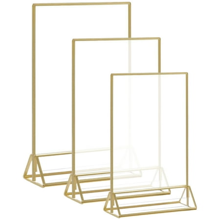 

3Pcs Metal Base Clear Display Stand Transparent Table Menu Display Holder Detachable Card Holder