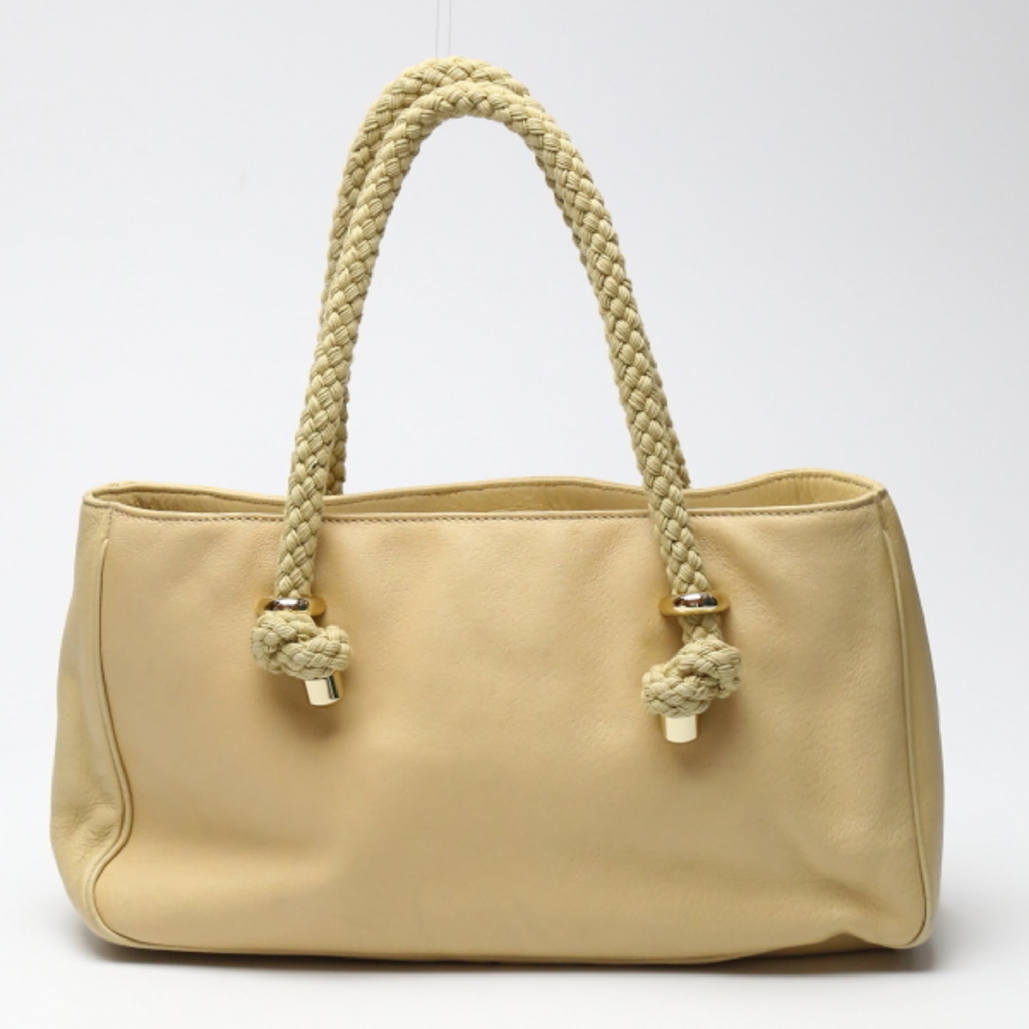 Pre-Owned Kate Spade tote bag with braided rope handles in beige (Fair)