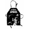 thumbnail image 1 of Astronaut Apron The Race to Space Retro Image with Space Crafts Planets Astronaut vs Cosmonauts, Unisex Kitchen Bib Apron with Adjustable Neck for Cooking Baking Gardening, Black White, by Ambesonne, 1 of 3