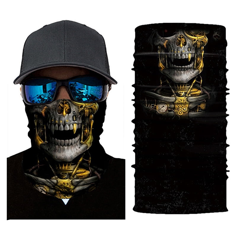 4pc Skull Mask Neck Gaiter Headband Bandana Rag Fishing Hiking Cap Sun Shield 