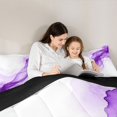 thumbnail image 4 of Manfei Watercolor Ink Painting Twin Comforter Sets, Modern Abstract Art Bedding Set, Purple White, Black Reversible 2pcs, 1 Comforter and 1 Pillowcase, 4 of 6