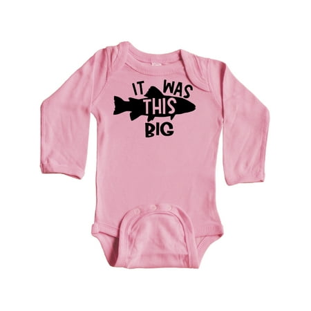 

Inktastic It Was This Big Fishing Humor Gift Baby Boy or Baby Girl Long Sleeve Bodysuit