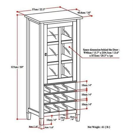 Simpli Home - Warm Shaker High Storage Wine Rack - Distressed Grey
