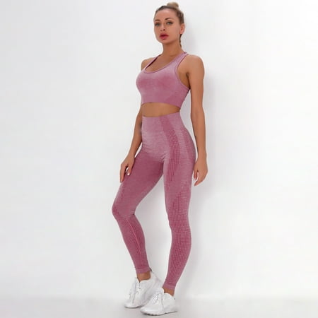 

Wyongtao Cozy Women s Pure Color Hip-lifting Sports Fitness Running High-waist vest Yoga Suit