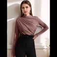 thumbnail image 4 of Camiseta Interior de Larga para Mujer, Otoño e Invierno, Nueva, con Cuello Redondo Cepillado Marrón S, 4 of 10