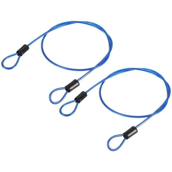 Uxcell Security Steel Cable Lock Safety Cable Flexible Wire Rope Luggage Lock 1.6feet 2.5mm Vinyl Coated Braided Steel Blue Pack of 2