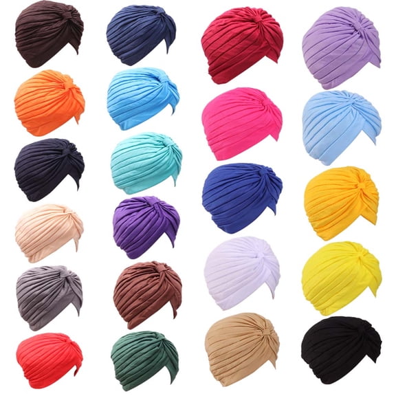 22pcs Stretchy Turban Caps for Women, Chemo Head Wraps, Cancer Headwear Twisted Hats