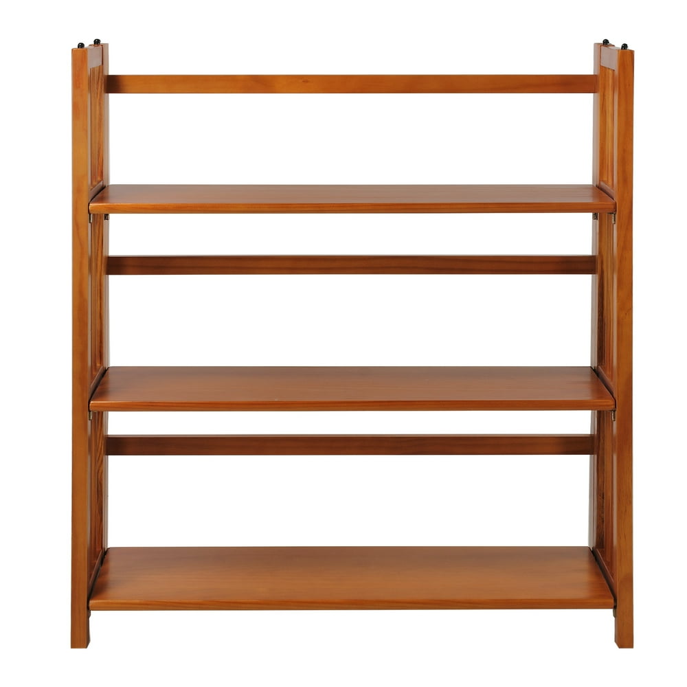 3Shelf Folding Stackable Bookcase 35" Wide Honey Oak