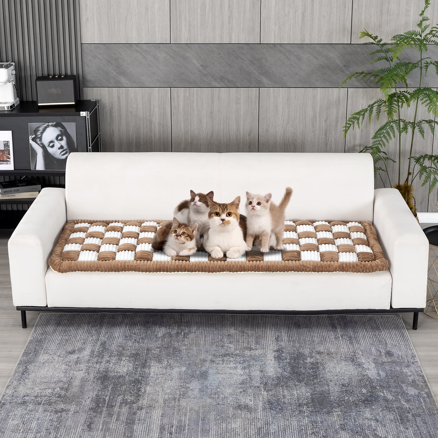 Four seasons universal sofa cushion, handmade pet sofa cushion, 5cm thick and comfortable, handmade splicing stuffed sheep, artisanal thick cat and dog cushion, pet absorbent absorbent cushion