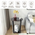thumbnail image 4 of Resenkos Nightstand,Coffee Side Table,2-tier Round End Table with Storage Shelf & Metal Frame-Walnut, 4 of 8