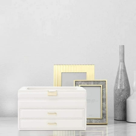 Jewelry Box Large Capacity Storage Mirror Girl Woman Earrings Necklace Bracelet White Clear Lid Canada Mirror Jewelry Storage Box, Large Mirrored Jewelry Box With Drawers And Lids