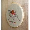 thumbnail image 2 of Camel Embroidery Hoop, linen with bright colors, Indian, wall art, 2 of 3