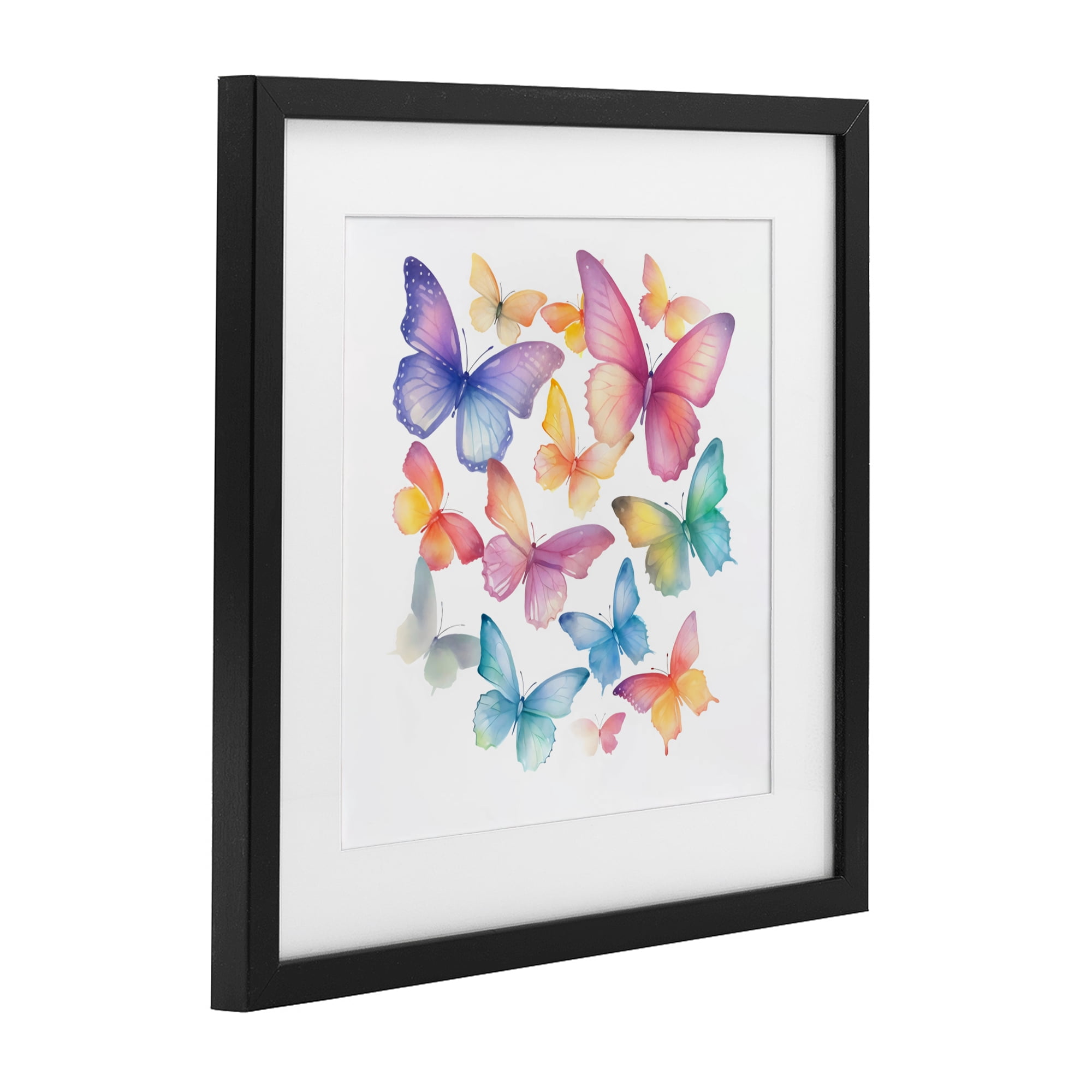 Stupell Industries Rainbow Butterflies Rabble Black Framed Print Under Glass, design by Creative Studio