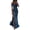 Blue, variant on Joernso Elegant V-Neck Off Shoulder Maxi Dress Sequin Pleated Short Sleeve Waist Tight Evening Party Prom Dress Slim Split Long Dress