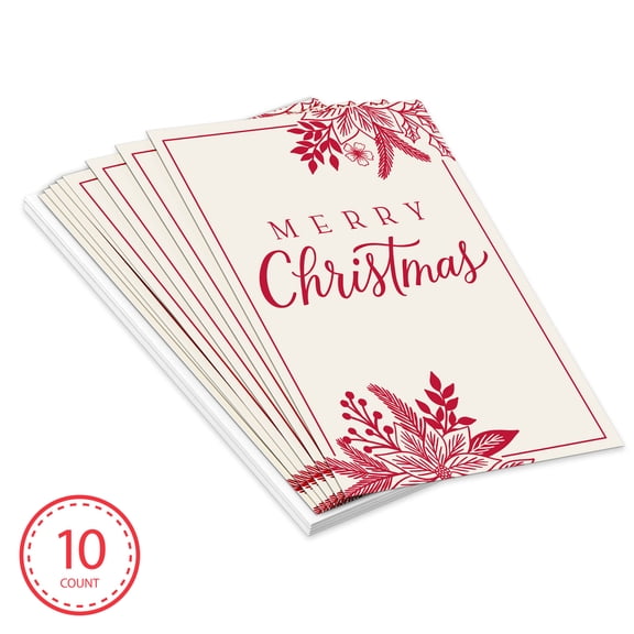American Greetings 10-Count Christmas Card Pack, Red Evergreen Design