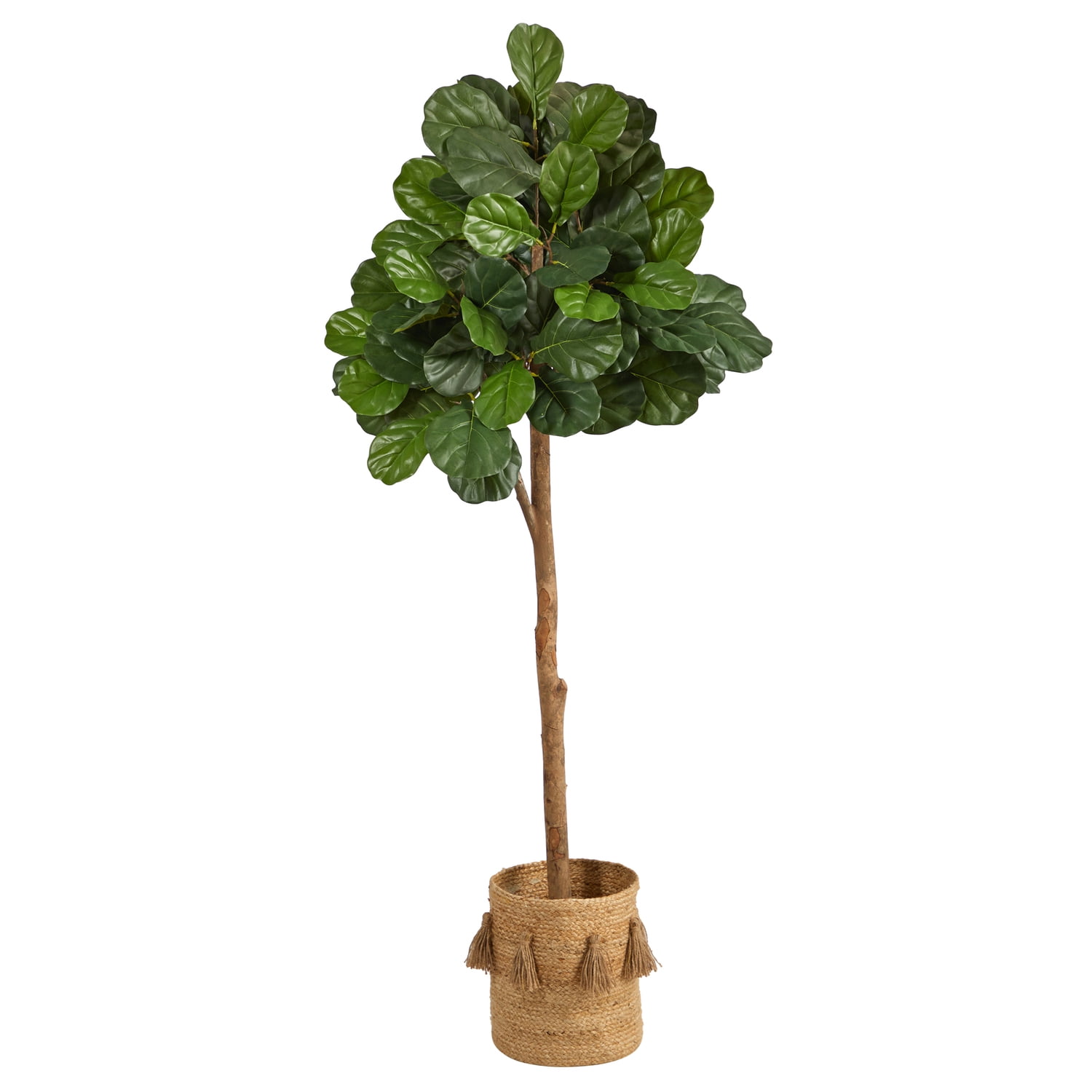 Nearly Natural 6ft. Fiddle Leaf Fig Artificial Tree in Handmade Natural Jute Planter with