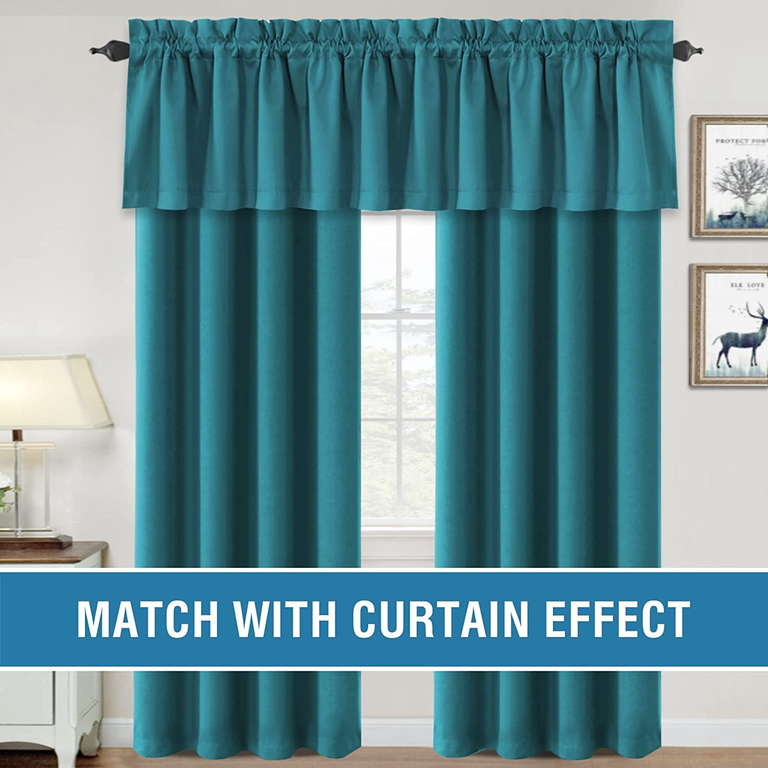 Blackout Curtain Valances for Kitchen Windows/Bathroom/Living Room/Bedroom Thermal Insulated Rod Pocket Valances for Windows, 2 Pack, 52" x 18"