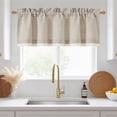thumbnail image 2 of NICETOWN Double Layer Valance for Kitchen, Semi Sheer Light Filtering Linen Valance Rod Pocket Farmhouse Linen Window Drapes for Basement, 52"x18", Light Beige, 1 Panel, 2 of 8