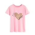 thumbnail image 4 of Xuanfei Women Heart Graphic Dots Plant Print Crew Neck Short Sleeve T-Shirt, 4 of 7