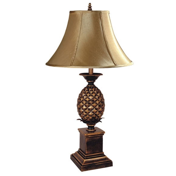 NEW Painted Gold & Black Base, Gold Fabric Shade, Socket Switch, 33" Table Lamp 9001