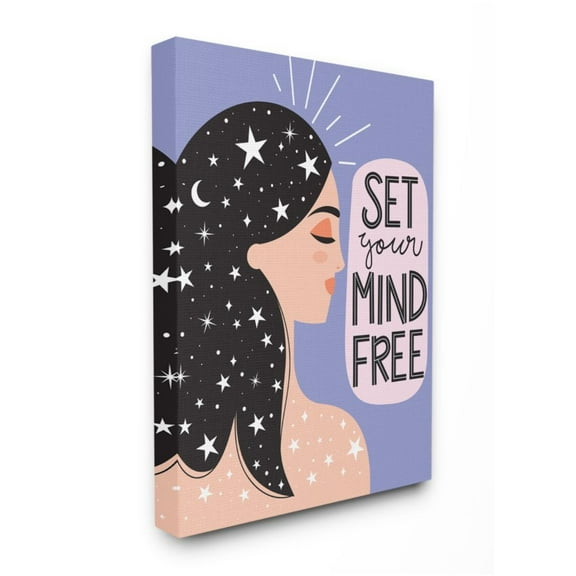 Stupell Industries Set Your Mind Free Phrase Female Astrological Constellations Design by Ilis Avilés, 24" x 30"