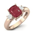 thumbnail image 2 of Mooneye 8X6 Cushion Shape Ruby Three Stone 925 Sterling Silver Rose Vermeil Women Engagement Ring, 2 of 3