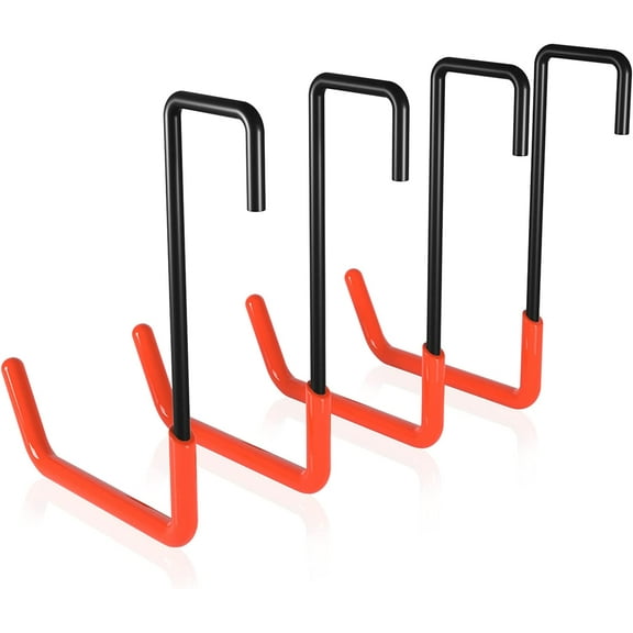 4 Pack Garage Hooks Heavy Duty Large S Hooks for Hanging No Drill Utility Hooks for Ladder Bike Storage Rafter Hanger Garden Tool Organizer (4pcs Orange Garage Hook)