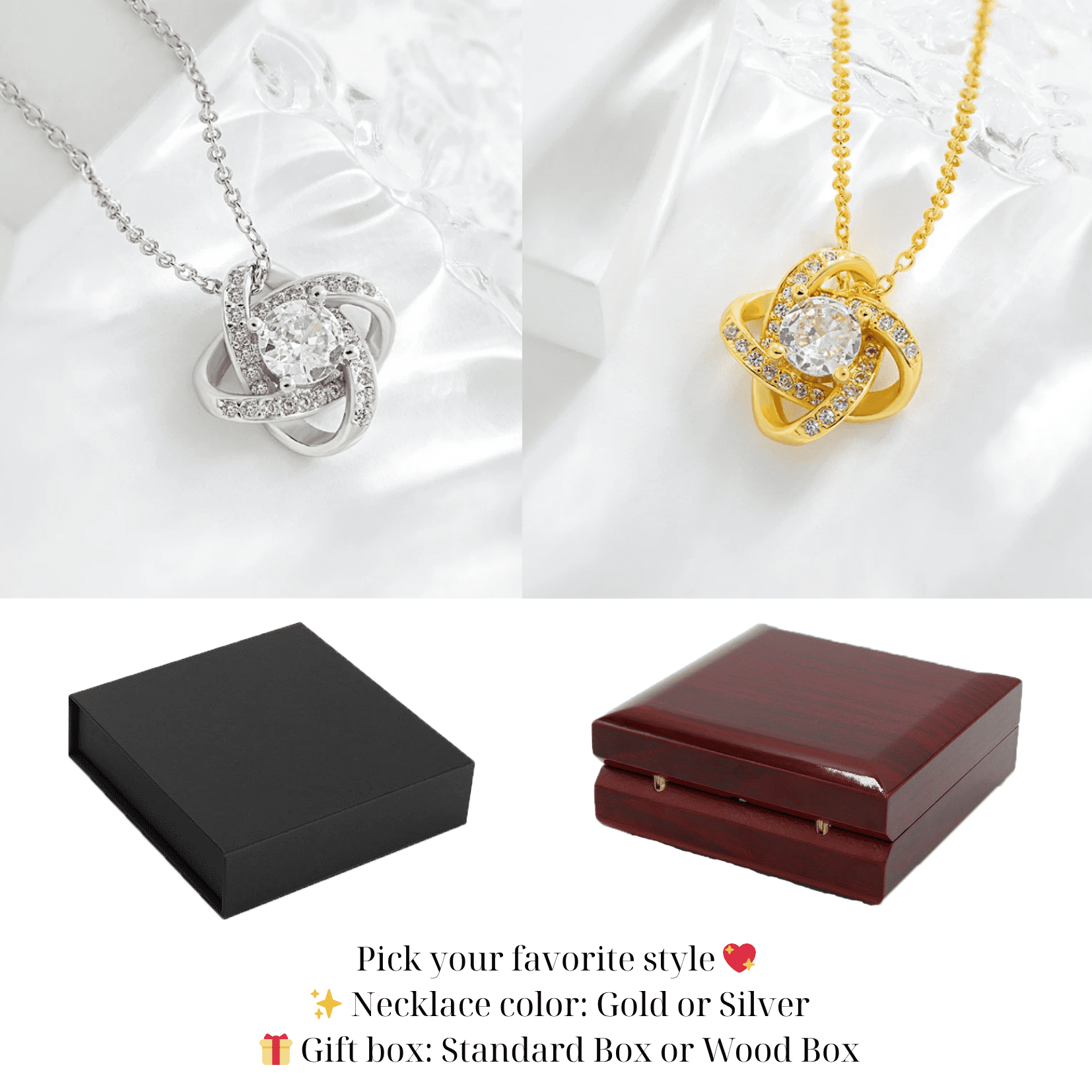 To My Granddaughter Necklace From Grandma, Granddaughter From Grandpa, Granddaughters Necklace With Message Card And Box, Graduation Anniversary Birthday Granddaughters #1241, Gold Love Knot Necklace