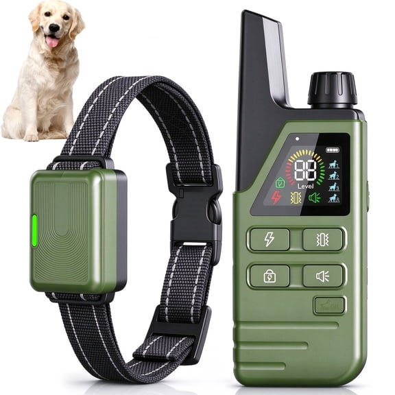 Kisportee Dog Training Collar with 3 Modes, Dog Shock Collar with Remote 4500FT Range , IPX7 Waterproof Bark Collar for for Dogs 10-120 lbs, Green