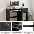 thumbnail image 5 of Giantex Computer Desk w/Keyboard Tray, Home Office Desk w/Cable Hole, Study Desk, Modern Writing Workstation, Black, 5 of 8