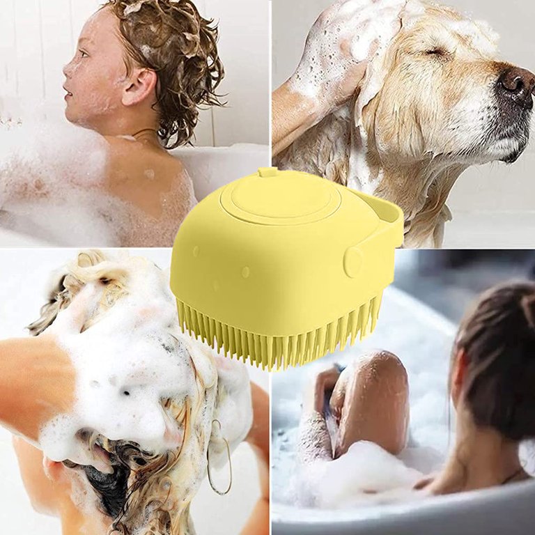 2 Pcs Silicone Shampoo Massage Brush, Silicone Shower Brush, Soft Body Brush,  Handheld Bath Scrubber, Massage Shower Cleansing Brush For Men, Women, P