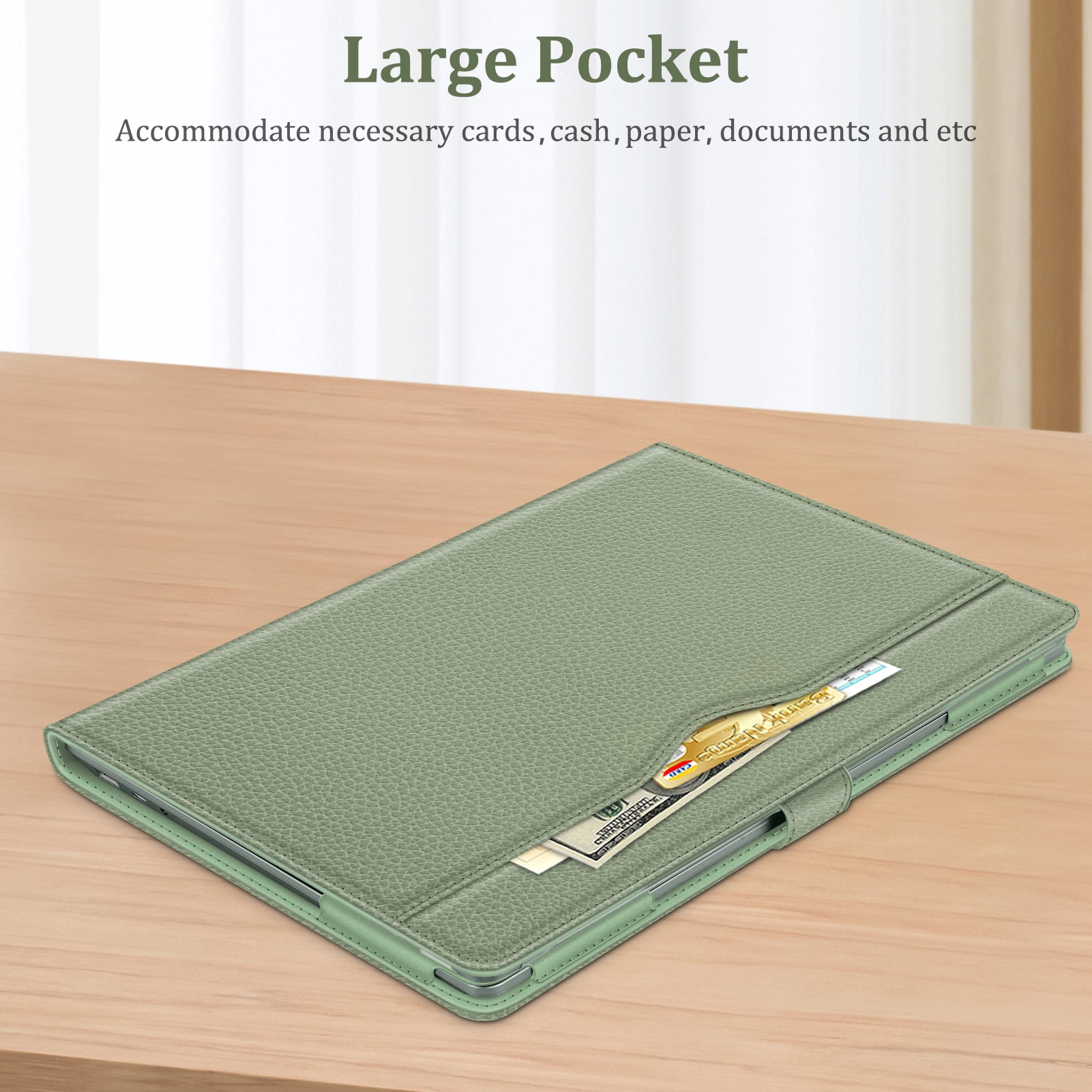 Fintie Case for 13.5 Inch Microsoft Surface Laptop 5/4/3/2 (Model: 1951/1868/1958/1950/1867/1769), Premium PU Leather Sleeve Protective Folio Book Cover with Large Pocket, Sage
