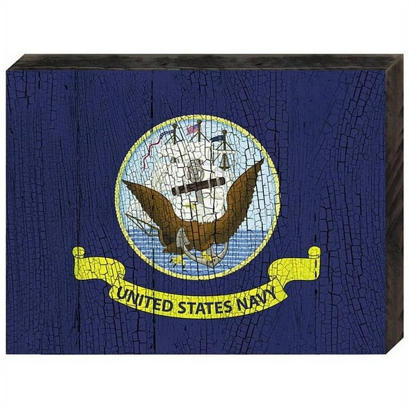 Designocracy 85098-NV-18 Navy Military Patriotic Flag Art on Board Wall Decor