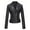 Black, variant on Women's LeatherJacket Slim Leather Stand Collar Zip Motorcycle Suit Belt Coat Jacket Tops Pink L