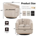thumbnail image 6 of HIUU 32"Swivel Accent Chair Wood Base,Beige Chenille Armchair,Curved Back Swivel Chair,Modern Accent Chairs for Lliving Room, 6 of 9