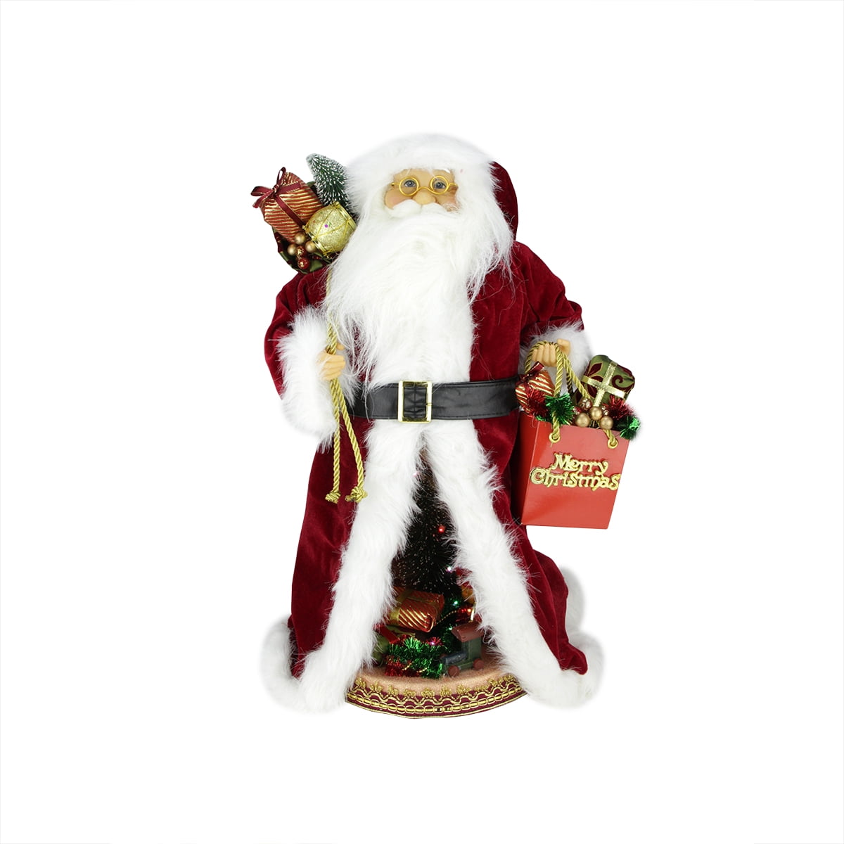 20" Red and White Battery Operated Musical Standing Santa Claus with