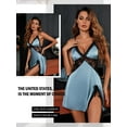 thumbnail image 6 of Xuanfei Women Lace Stitching Low Cut V Neck Slit Sexy Slip Nightdress, 6 of 7