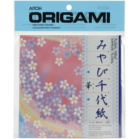 UPC: 0762867015800 | Aitoh Origami Paper 5.875 X5.875  40/Pkg-Floral Print