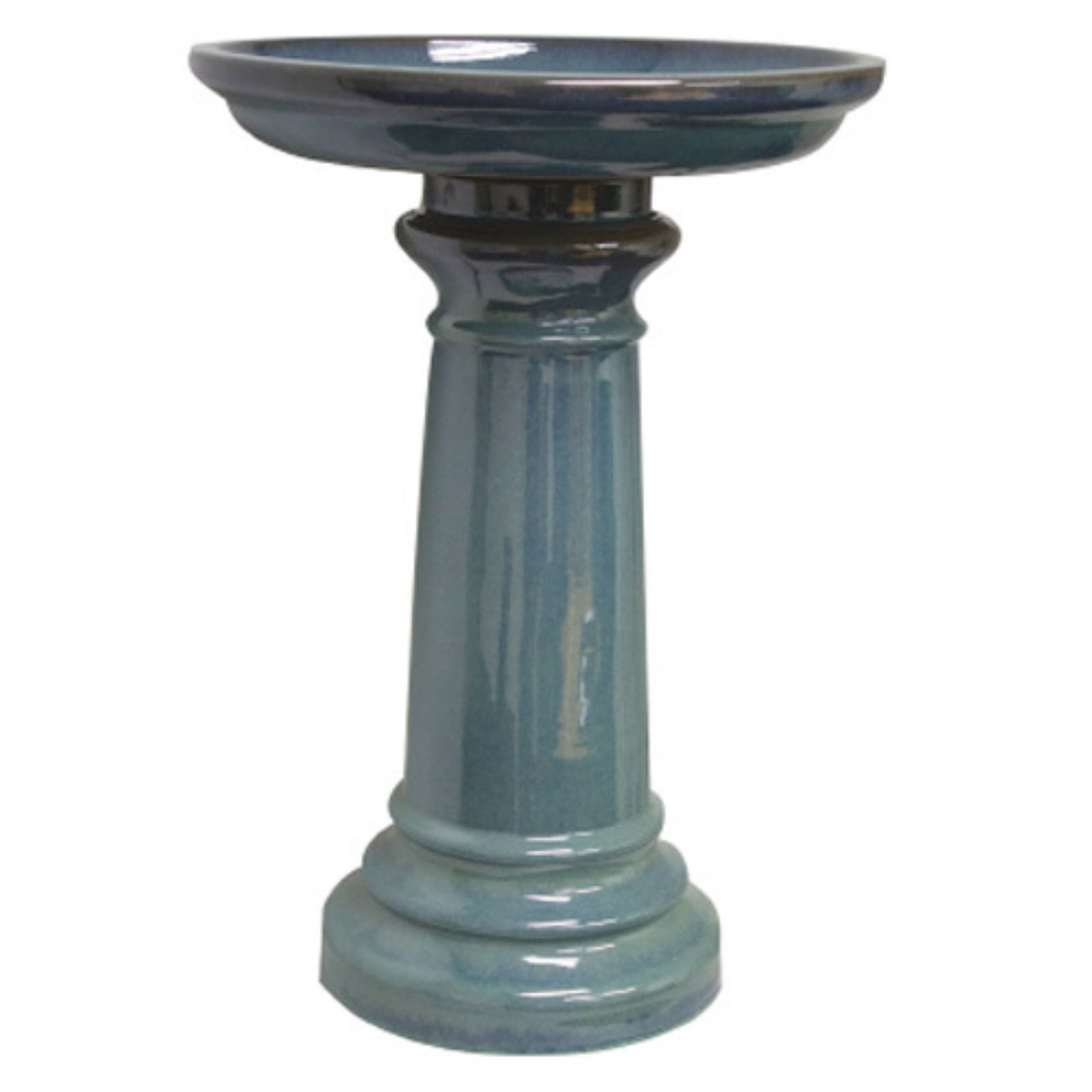 Sun Pottery Classic Ceramic TwoPiece Bird Bath, Light Blue