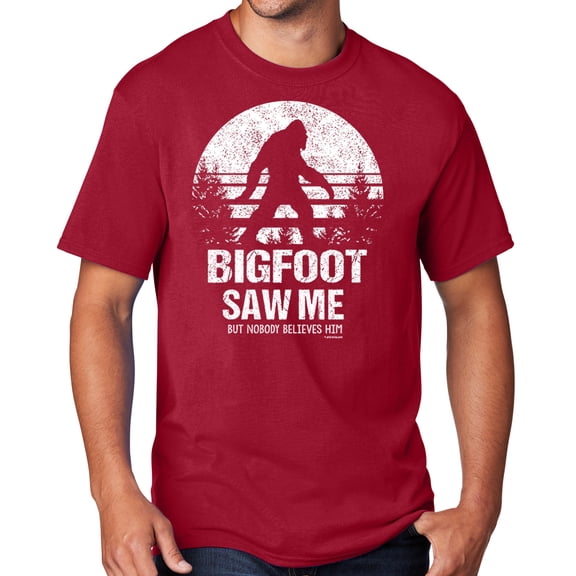 Men's Bigfoot Saw Me Funny Sasquatch T-shirt, 2XL Red