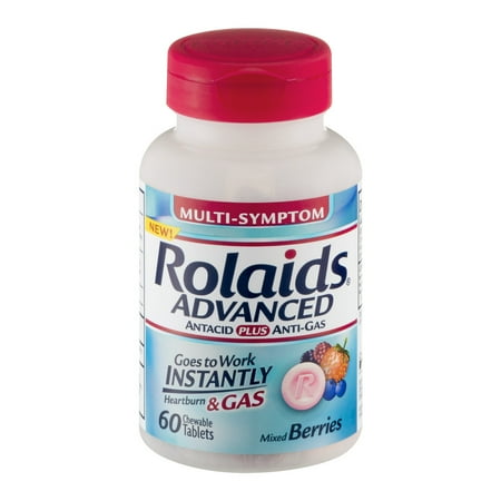 Rolaids Advanced Tablets, Mixed Berries 60ct (Best Formula For Gas And Acid Reflux)