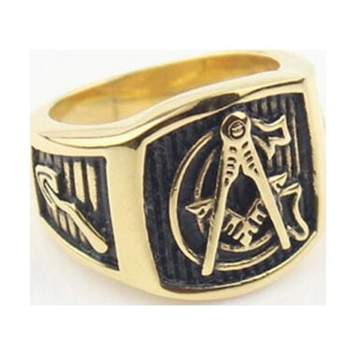 Masonic Rings Freemason Ring. Gold Plated Steel G Masonic Ring Pinstripes