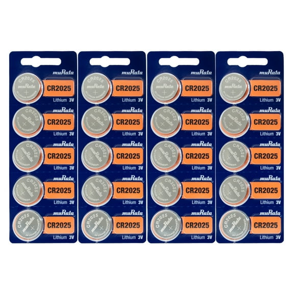 Murata CR2025 Battery 3V Lithium Coin Cell - Replaces Sony CR2025 (20 Batteries)
