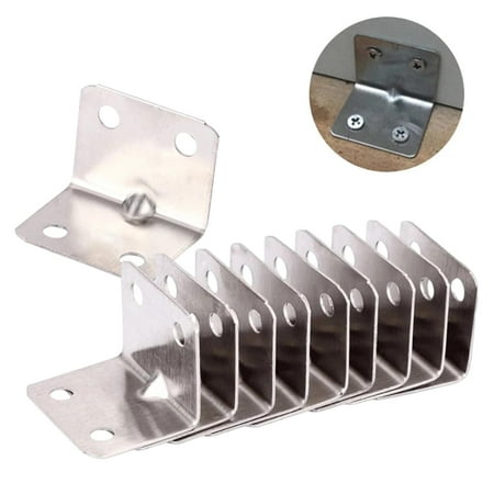 

10Pcs Joint Fasteners Profile Protector Fixing Stainless Steel Connections 90 Degree Brackets for Desk Table Cabinet